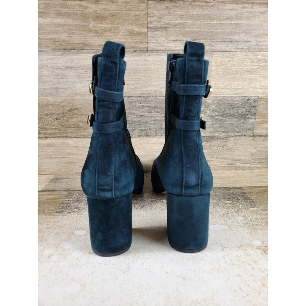 Bella Vita Orchard Womens Ankle Booties Sz 9.5 Navy Suede Leather Square Toe